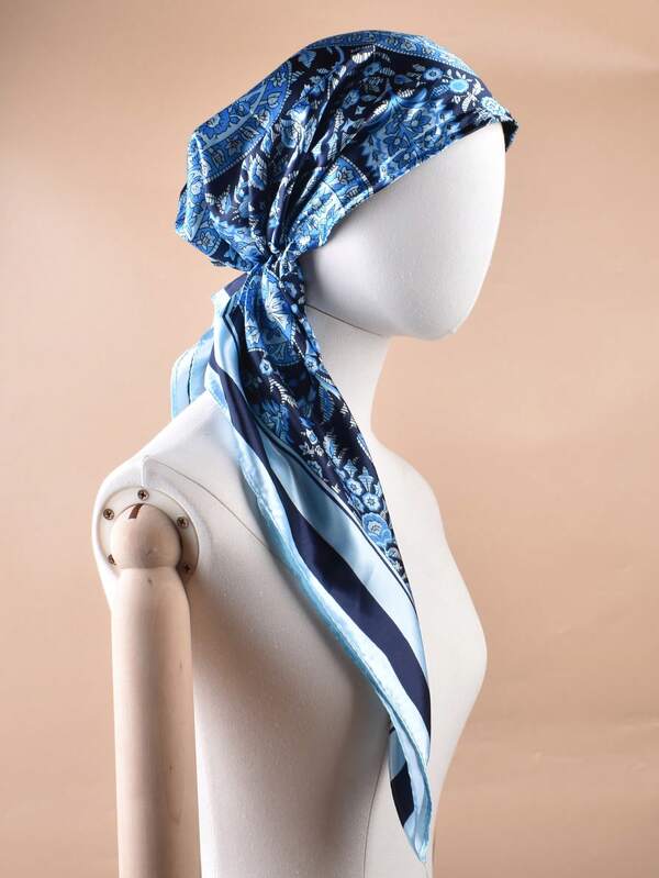 1pc Paisley Pattern Bohemian Polyester Scarf Headwrap, All Season Fashionable Headscarf For Travel And Sun Protection, Women's Headscarf