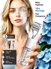 TOUCHBeauty Multifunctional Facial Skincare Beauty Device | Nano Mist Hydration Spray, Constant Temperature Warm Compress To Open Pores, Metal Roller Vibration For Enhanced Absorption, Type-C Charging With Auto Shut-Off, Portable Beauty Tool, 1200mAh - Multicolor - View 3