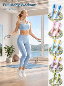 Adjustable Knot Jump Rope With Non-Slip Thumb Grip And Color-Coded Beads - Lightweight And Portable Jump Rope Suitable For Gyms, Travel, Beginners, Fitness Workouts, And Professional Training - Multi-Color Design To Suit Different Skill Levels. - Multicolor - View 4