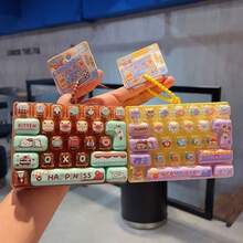 1PC Random Color New Hot-Selling Mood Cartoon Stress Relief 26-Key Mechanical Keyboard Children's Toy Keychain Backpack Pendant Birthday Gift Miniature Things Matching Keychain Stuff Clickeez Clicker Fidget Keyboard Fidget - Multicolor - View 5