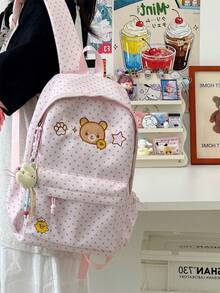 Rilakkuma Cute Candy Bean Japanese Ins Style Relaxed Bear Backpack, College Style Student School Commute Versatile Small Backpack For Women - Multi-color - View 2