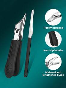 1 Set Thick Nail And Inlaid Nail Trimmer, Heavy Duty Stainless Steel High Precision Nail Clipper With Safety Soft Grip Handle And Ultra-Sharp 25° Beveled Blade, Designed For Elderly, Anti-Splatter Nail Clipper - A - View 7