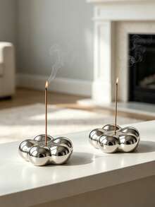 1pc Minimalist Silver Ceramic Incense Holder Modern Creative Design Aromatherapy Base Incense Stick Holder Incense Tray Incense Stand Decorative Item - Ceramic Incense Holder - View 5