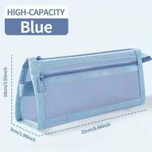 1pc Large Capacity Mesh Pencil Case, Multifunctional Portable Double Layer Pencil Bag, Cute Transparent Stationery Storage Bag, Travel Toiletry Bag, With Spacious Zipper Design, Convenient For Organizing School Supplies And Cosmetics - Multicolor - View 11