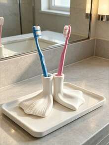 1/2pcs Cute Duck Foot Shaped Bathroom Multi-Function Storage Rack, Toothbrush Holder, Bathroom Home Decor, Suitable For Toothpaste, Kitchen Countertop Storage, Student Graduation Gift, Families With Children, Couples, Back To School Season - Multicolor - View 5