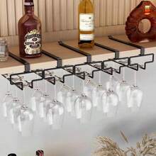3/2/1pc Under Cabinet Wine Glass Rack, Stemware Storage Rack, Kitchen Hanging Metal Glass Holder, Space-Saving, Easy Installation, Non-Slip, No-Drill Glassware Storage Rack, Suitable For Kitchen, Bar, Cafe ﻿ - Multicolor - View 2