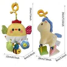 1PC Baby Soft Toy,Chick Pony And Crab Cartoon Style Toy,Fabric Activity Toy,Baby Stroller And Bed Hanging Toy,Baby Rattle Toy,Sensory Toy,Brain Game - Multicolor - View 2