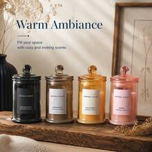 1/2pcs Vintage Amber Glass Jar With Lid Scented Candle, Soy Wax Aromatherapy Candle, Suitable For Home, Autumn, Bedroom, Living Room Decoration, Wedding, Birthday, Holiday And Ideal Gift For Women - 1PC - View 6