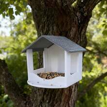 1pc House-Shaped Bird Feeder, Bird Seed Tray, Waterproof Tile Roof & Easy Refill Design, Outdoor Garden Decor, Suitable For Garden, Yard And Backyard Bird Watching, Ideal Gift For Bird Lovers - Multi-color - View 2