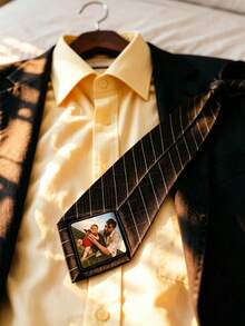 Customizable Photo Tie Stickers, Creative Decorative Patches, Tie Accessories, Suitable For Wedding And Party Decoration, Memorial Gift For Dad, Grandpa, Groom's Father, Couples, Father's Day Gift - Multicolor - View 6
