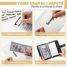 YICHN Organizador De Dinero A6,Agenda A6 de Anillas Desmontable + 12 Tarjetas dePresupuesto +12 Sobres para Efectivo +stickers en inglés y etiquetas. Incluye 200calcomanfas de regalo. Gris - Negro - Ver 3
