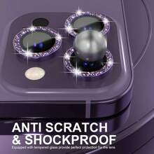 Arvin For IPhone 18 Pro Max/18 Pro/18/17 Pro Max/17 Pro/16 Pro Max/16 Pro/15 Pro Max/15 Pro/17Air/16Plus/15Plus Camera Lens Protector, Metal Frame Glass Cover Not Easy To Break, Strong Adsorption, Case-Friendly, Metal 9H Sapphire Glass Rear Camera Screen Cover - Purple - View 3