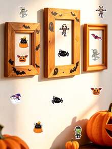500pcs Roll Halloween Cartoon Skeleton Stickers, Ghost Pumpkin Spider Print Self-Adhesive Labels, Multi-Purpose DIY Decorative Stickers For Gift Wrapping, Home & Party Decor, Autumn/Winter Holidays, Back To School Supplies - A - View 5