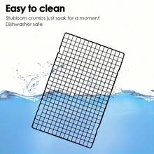 Black Non-Stick Cooling Rack, Large Square Cake Cooling Rack, Baking Tool Bread Cooling Rack, Heat Resistant, Suitable For Oven, Perfect For Baking Cakes, Bread, Grilling, Steak, Turkey, Lamb Chops, Etc., Kitchen Accessory Rack, Baking Supplies And Equipment, Halloween, Christmas, New Year Holiday Supplies - Black - View 6