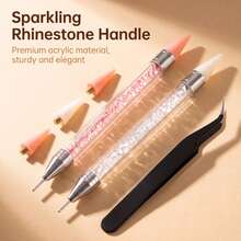 Rhinestone Picker Tool 2 Acrylic Handle Applicator | Dual-Ended, Multi-Functional Tool For Diamand Painting Pens, DIY Nail Art Tool, 4 Extra Wax Tips, 1 Tweezer - View 6