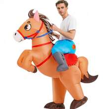 Inflatable Horse Riding Costume, Inflatable Cowboy Horse Costume, Funny Inflatable Horse Costume, Unisex Halloween Costume - Brown - View 1