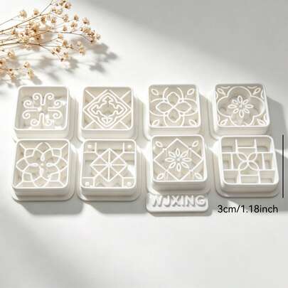 9Pcs Boho Square Pattern Polymer Clay Cutters, Vintage Tile Geometric Floral Clay Molds, DIY Handmade Earring Pendant Jewelry Craft Making Tools