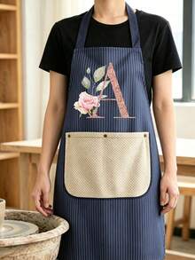 Kitchen Apron Featuring A Detachable Hand Towel, A Design With Letter And Floral Patterns, And Dual Pockets; Durable And Easy To Clean, Making It Ideal For Baking, Cooking, And Use In Both Homes And Restaurants. - Multicolor - View 2