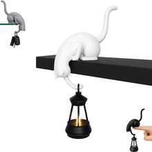 1pc Cat Night Light Bookshelf Ornament, Multifunctional Tail Hook For Hanging Keys, Atmospheric Home Decor, Creative Holiday Gift For Cat Lovers, Cat Hanging Light Ornament, Bookshelf Edge Cat Hook Decoration, Key Hanging Night Light Home Desktop Creative Craft (Light Not Included) - Multicolor - View 7