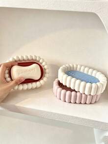 1pc Multi‑Color Bubble Edge Soap Dish With Foaming Net, Sweet Silicone Oval With Drain Hole Design, Quick‑Drying Storage Make Up Storage Organiser Bathroom Accessory, For Shower Room Vanity Countertop Daily Use All‑Season Household Decor - Multiple Styles - View 8