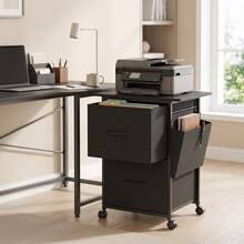 VASAGLE 2-Drawer File Cabinet, Mobile Printer Stand - Black - View 3