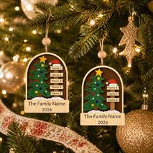 Custom Family Name Wooden Christmas Ornament, Personalized 2-5 Names Tree Decoration, Customized Xmas Keepsake Gift, Customizable Holiday Hanging Ornament For Family Parents Grandparents - Style B - View 6