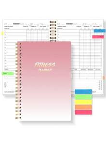 1pc Fitness Planner Notebook With Workout Sets, Cardio, Water & Progress Tracking Pages, Office Desk Accessories Office Supplies For Gym Planning, Halloween Gifts - A - View 7