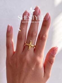 1pc S925 Sterling Silver Jesus Cross Ring, Women's Thumb Ring, Exquisite Jewelry Gift - Jesus Cross - View 3