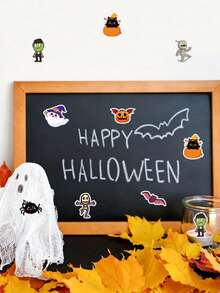 500pcs Roll Halloween Cartoon Skeleton Stickers, Ghost Pumpkin Spider Print Self-Adhesive Labels, Multi-Purpose DIY Decorative Stickers For Gift Wrapping, Home & Party Decor, Autumn/Winter Holidays, Back To School Supplies - A - View 7