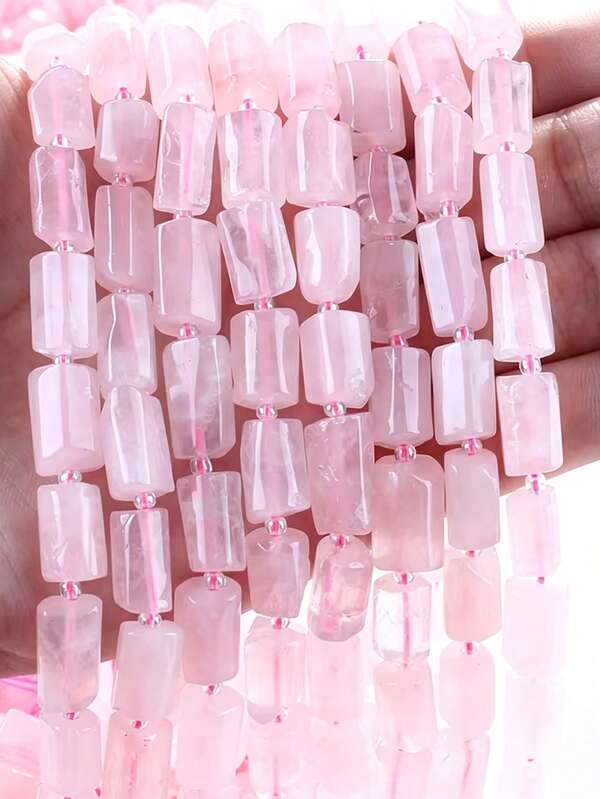 1 fio de contas de quartzo rosa natural facetadas em forma de cilindro, 8-11 mm, para fabrico de joias DIY e acessórios para pulseiras