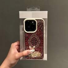 1件白色啞光極簡鏡頭保護地毯花卉鹿紋手機殼，適用於 iPhone 16 Pro Max/17/16/15/14 Plus/13/12/11/Air 及系列，可個性化定制 - 彩色 - 查看 4