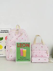 Set Tas Ransel 3 Buah Bergaya Kampus dengan Motif Polkadot/Bunga, Termasuk Ransel, Tas Bekal, dan Tempat Pensil, Dilengkapi Kompartemen Laptop, Tali Bahu yang Dapat Diatur, Banyak Kantong, Kapasitas Besar, Set Tas Sekolah Multifungsi, Cocok untuk Anak Perempuan/Laki-laki/Siswa untuk Penggunaan Sehari-hari/Liburan/Perjalanan/Kembali ke Sekolah - 2345 - View 4