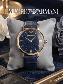 Armani AR11424 Women Wrist Watch, Rose‑Gold Round Case Dreamy Glitter Starry Sky Blue Dial, Stylish Statement Accessory For Ladies Date & Party Look - Blue - View 7