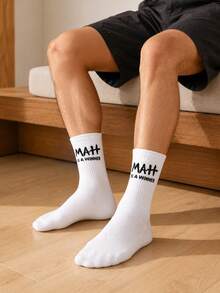 2 Pairs Men's Mid-Calf Socks, Black Socks, White Socks, Graffiti Socks, Striped Socks, Suitable For Outdoor And Indoor, Unisex, Comfortable Fabric, Fashion, Sports, Gift For Men - Multicolor - View 3
