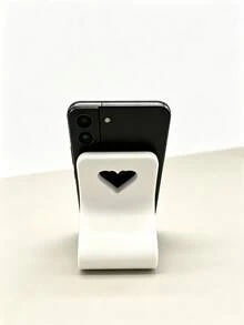 1pc Sturdy Heart-Shaped Hollow Phone Stand, ABS Plastic Portable Phone Holder, Minimalist Cute Style Desktop Ornament, Suitable For Online Classes, Watching Videos, Rental Home Decor, Cafe Tabletop - Multiple Styles - View 9