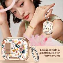 1pc Printed Lockable Pro 3 Protective Case, With Stand, Full Protection Shockproof Earphone Cover, With Keychain, Supports Wireless Charging - Multicolor - View 5