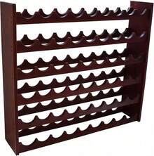 Botellero Rack de Vino de Madera de Pino Capacidad para 54 Botellas, Mueble Almacenamiento de Vino Color Caoba Estilo Moderno Elegante, Soporte para Botellas para Cocina, Comedor, Sala y Bodega, Dimensiones 90 Largo x 20 Ancho x 80 Alto cm - Color caoba - Ver 7