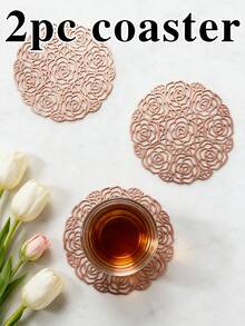 12pcs Gold Hollow PVC Drink Coasters, Washable Table Accessories, Non-Slip Tableware Mats, Breathable And Heat Dissipating, Lightweight And Easy To Store, Suitable For Restaurants, Cafes, Homestays, Perfect For Afternoon Tea, Holidays, Parties, Gatherings, Birthdays, Weddings, Dinner Parties - Multicolor - View 18