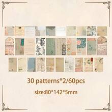 60pcs/Pack Vintage Floral Decorative Scrapbook Paper, DIY Collage Memo Pad - Multicolor - View 17