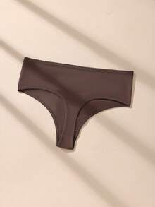 4pcs Plus Size Solid Color High Waist Cotton Women's Thong Panties, Casual And Comfortable - Multicolor - View 4