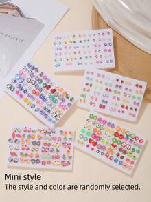 36/50 Pairs Cute Colorful Polymer Clay Fruit Flower Animal Mini Stud Earrings Set, Women's Jewelry Gift, No Box (Random Color & Style) - Multicolor - View 4