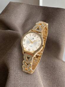LIANDU 1pc Women's Quartz Watch, Minimalist Fashion Rhinestone Decor Business Elegant Style, Daily Wear, Holiday Gift Choice - Gold - View 6