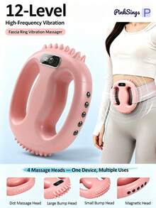 PinkSings Fascia Ring Massager, 12-Speed Adjustable Vibration, Home Fitness Use | Multi-Function Full Body Fascia Ring With Waist Belt, Portable Wireless Massager For Abdomen, Thighs, Arms - Multicolor - View 2