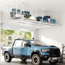 4x8 Ft Garage Ceiling Storage Rack, White |   Weight Capacity 750 Pounds, 22-40inch Adjustable Storage System, Heavy-Duty Metal Roof Rack, Classic Series - White - View 9