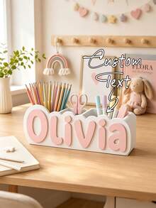 Customized Name Personalized Desktop Storage Box And 3D Printed Pen Holder, Both A Fashionable Room Decor And A Back-To-School Essential, Suitable As Personalized Gifts For Halloween, Thanksgiving And Christmas - Multicolor - View 2