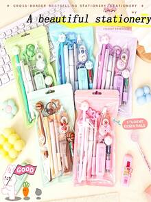 1 Set Gradient Color Mini Stationery Gift Box, Cute Girl Style, Portable Student Learning Small Gift, Stationery Set - Multicolor - View 2