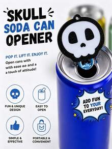Skull-Shaped Beer Can Opener, Portable Easy Beer Can Puller, Gothic Style Novelty Beverage Can Lid Opener, Lightweight Kitchen Bar Tool, Suitable For Halloween Party And Daily Use, Cool Unique Gift For Skull Lovers - Multicolor - View 1