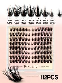 Rikuaild 112片 D捲度自然蓬鬆簇裝假睫毛，細睫毛條，可重複使用，適合初學者，易於貼敷，沙龍級長效睫毛接種 - D - 查看 5