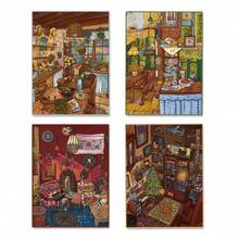 A Set Of DIY Scene‑Building Stickers, Retro Oil‑Painting Style 3D Diorama Stickers, European Vintage Scene Handmade 3D Stress‑Relief Shell Fun Leisure Stickers - Small Version 15.0 Grandmother's China Cabinet - View 3
