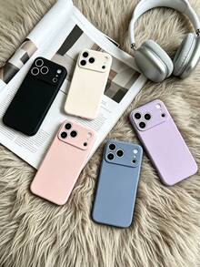 1pc 5 Colors Optional Solid Matte Phone Case Covers Unisex Minimalist All-Match Style Daily Versatile Black Beige Pink Blue Purple TPU Soft Shell Full Coverage Anti-Drop Compatible With IPhone Case,Compatible With IPhone17 /Compatible With IPhone17 Promax/Compatible With IPhone16 /Compatible With IPhone 15 /Compatible With IPhone 14 Pro Max Fast Shipping - Multicolor - View 3